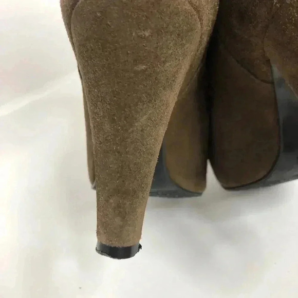 Schutz Brown Suede Heeled Foldover Heeled Booties Ankle Boots Women's Size 9 - Picture 8 of 10